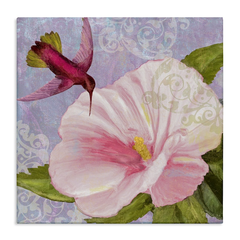 Stupell Hummingbird with White Flower Canvas Wall Art Design By Sasha - 36 x 36