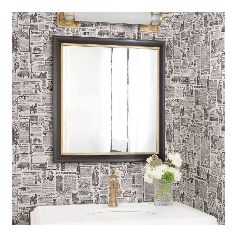 Chesapeake Underwood Black Vintage Newspaper Wallpaper - 20.5 x 396 x 0.025