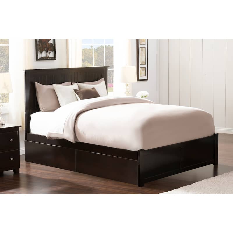 Nantucket King Platform Bed with Footboard and 2 Drawers in Espresso
