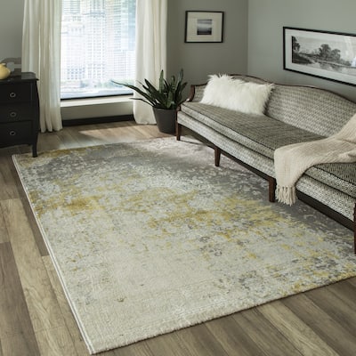 Momeni Luxe Polyester Blend Distressed Design Area Rug