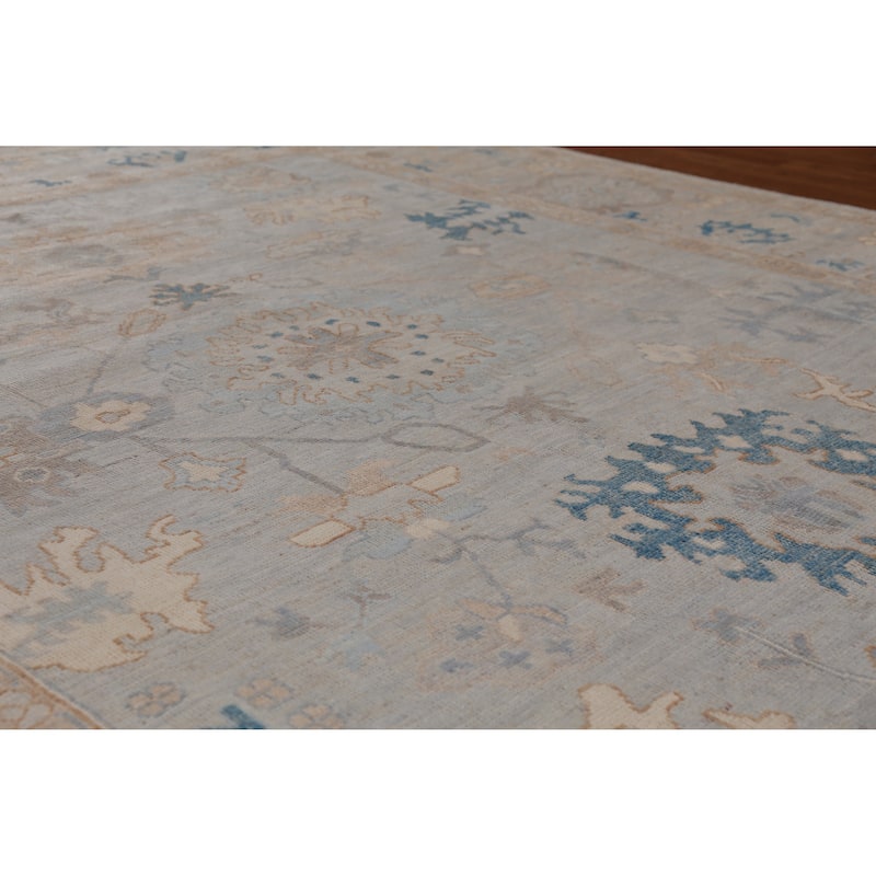 Hand Knotted Oriental 100% Wool Carpet Transitional All-Over Greys & Charcoal Oushak Area Rug - 9' 9'' X 8' 3''