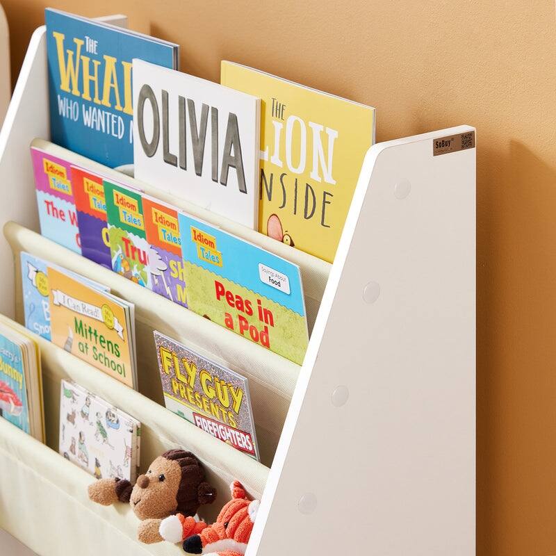 Haotian FRG225-W, Children Kids Bookcase Book Shelf Toy Standing Storage