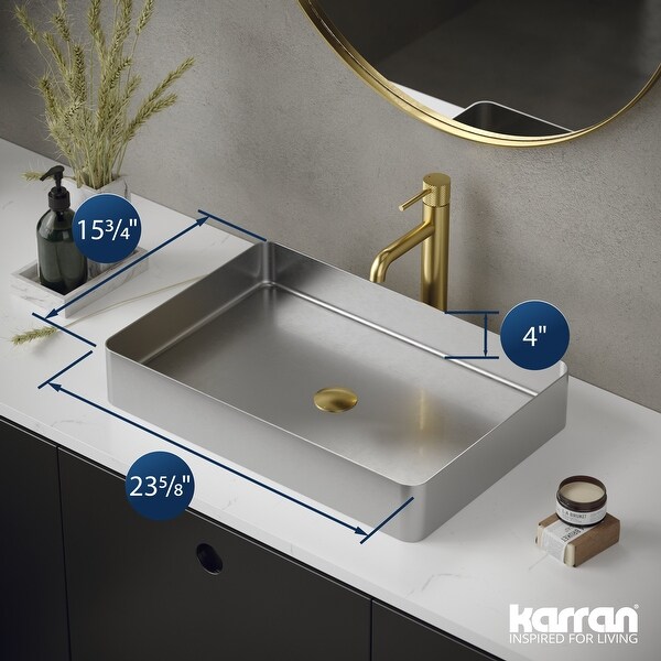 Karran Cinox Stainless Steel Rectangular Vessel Sink - Bed