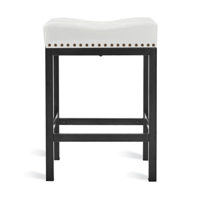 Backless Cushioned Faux Leather Bar Stools Counter Height Stools with Metal Frame - 24" H