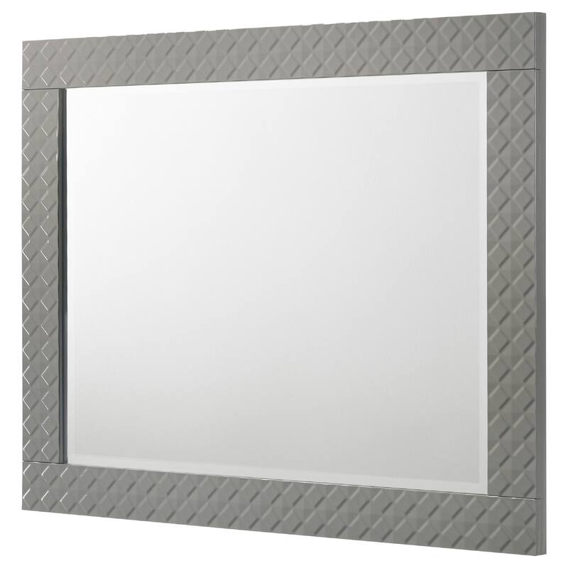 Ivon Dresser Mirror, Gray High Gloss Finish, Rectangular 37 Inch