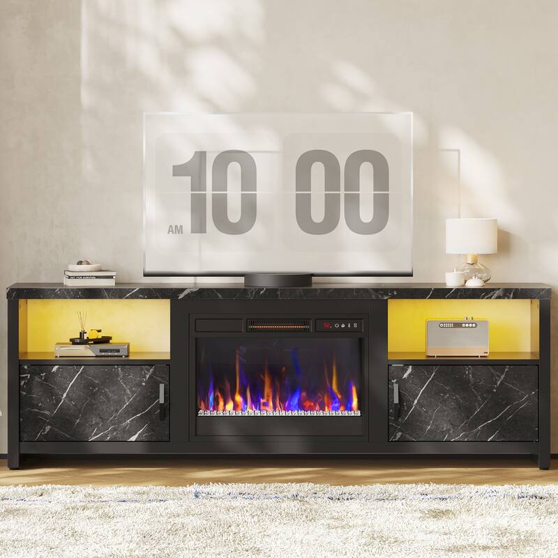 70" Fireplace TV Stand with LED lights Entertainment Center - 71 inch