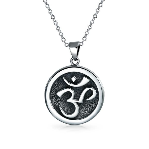 Aum Om Ohm Sanskrit Symbol Yoga Medallion Pendant For Women Men Necklace Circle Disc Oxidized 925 Silver 18 Inch Aum Om Ohm Sanskrit Symbol Yoga Medallion Pendant For Women Men Necklace Circle Disc Oxidized 925 Silver 18 Inch