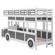 preview thumbnail 18 of 17, Grey+White Twin over Twin Solid Wood Bus-Shaped Bunk Bed with Wheels