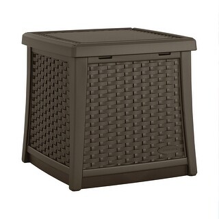 13 Gallon Resin Outdoor Patio End Table Storage Box, Java - Bed Bath ...