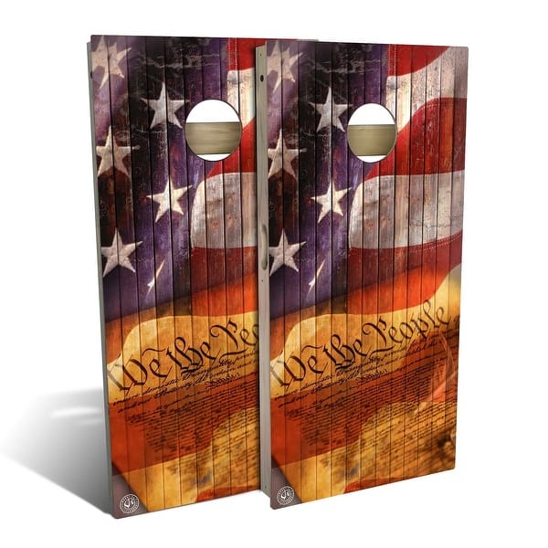 slide 2 of 9, American Flag We The People Outdoor Cornhole Board Set Backyard 2x4 - NO Accessories