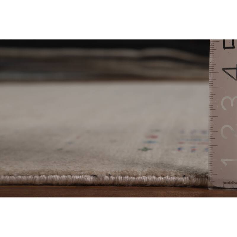 Tribal Gabbeh Oriental Area Rug Handmade Beige Silk Carpet - 8'10" x 11'6"