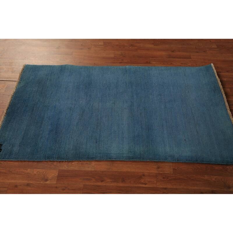 Blue Gabbeh Oriental Rug Handmade Wool Carpet - 2'10" x 4'11"