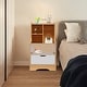 preview thumbnail 15 of 13, Wood Nightstand with Drawer and Shelf Multifunctional Bedside Cabinet Walnut - 1-drawer