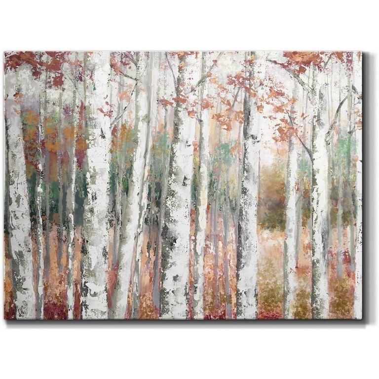 Autumn Birch Forest Rustic Abstract Vibrant Foliage Wall Hanging