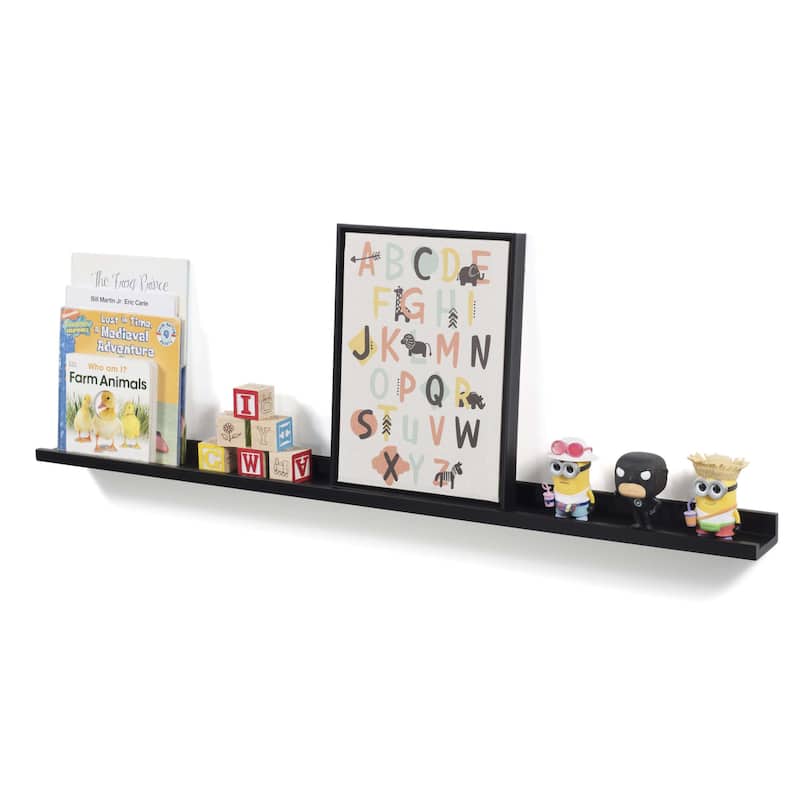 Wallniture Boston 46 Inch Floating Shelves, Black Picture Ledge (Set of 2)