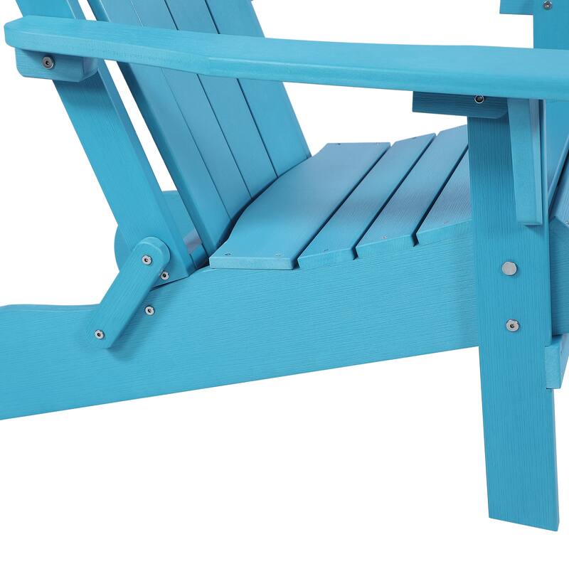Hurley Folding Poly Plastic Adirondack Chair with Pull-out Ottoman