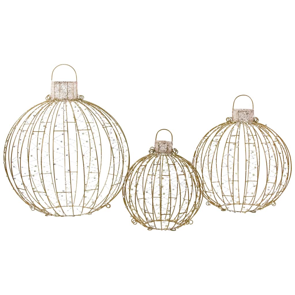 Set of 3 LED Lighted Ornaments Christmas Yard Decoration - 24.25"