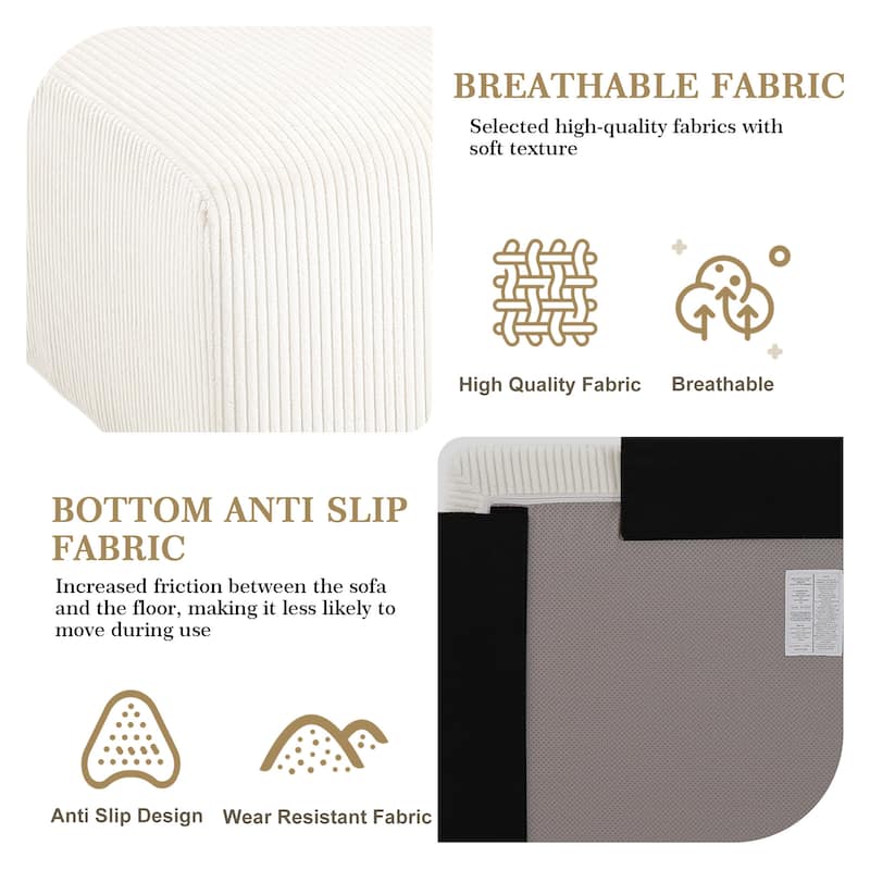 Corduroy Upholstered Modular Sectional Sofa with Ottoman