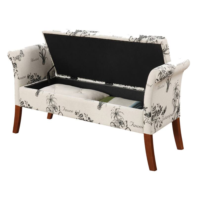Storage Bench Ottoman - Rectangular Upholstered Seat with Hidden Storage for Blankets, Shoes, and Living Room Essentials