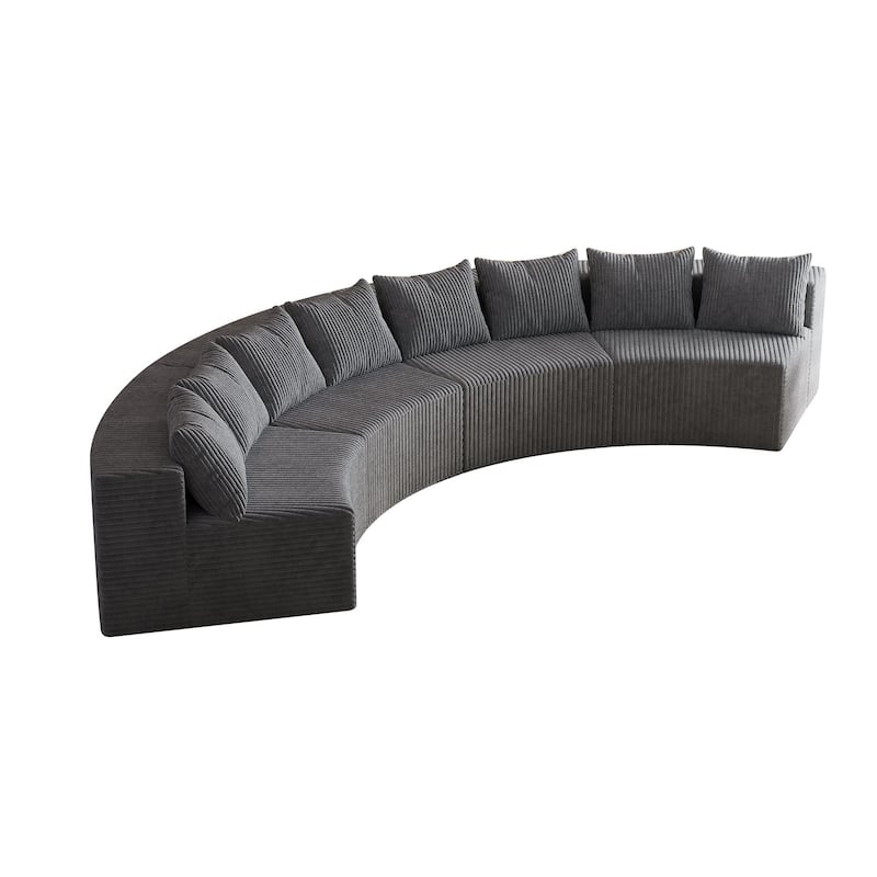Semi Circular Shaped Sectional Sofa Modular Corduroy Fabric Couch, Free Combination