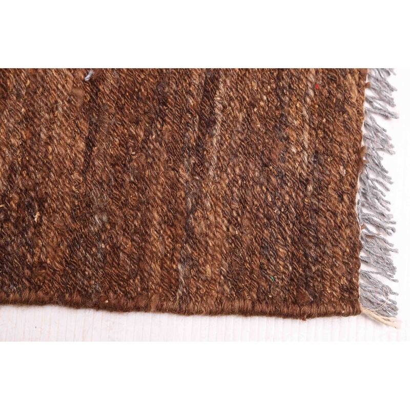 ECARPETGALLERY Flat-Weave Lahor Finest Dark Brown Wool Tapestry Kilim - 4'9 x 5'9