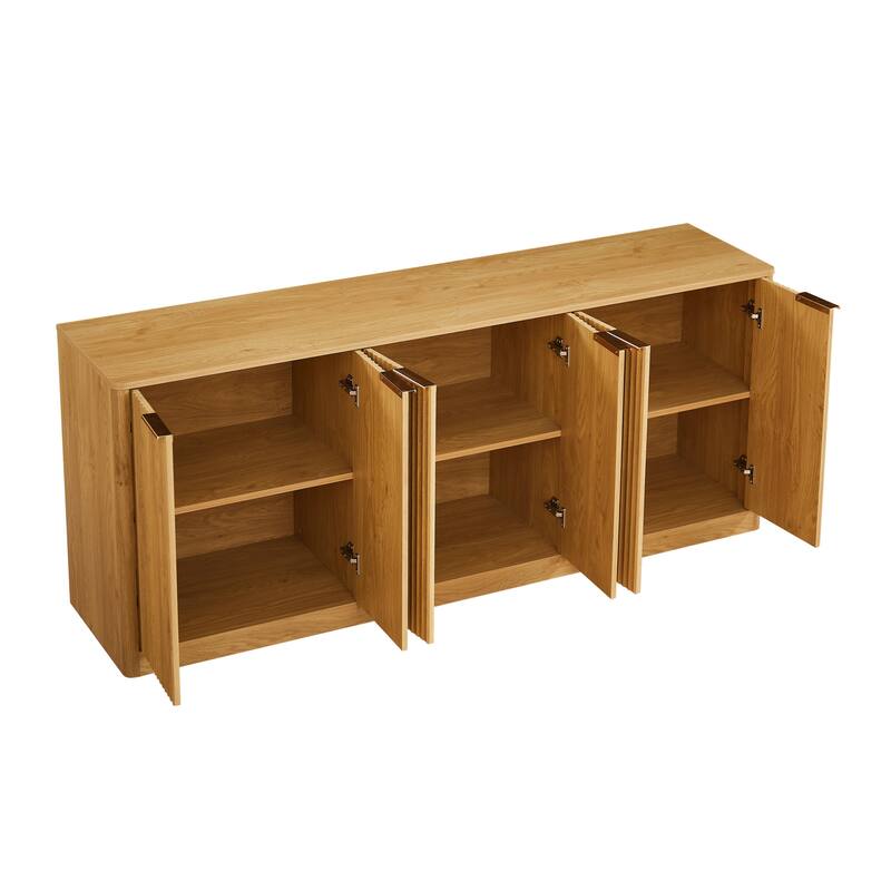 67-inch Modern Wavy Sideboard, Curved Contour Design Storage Cabinet, 6-door Cabinet With Storage Function, Suitable for kitchen