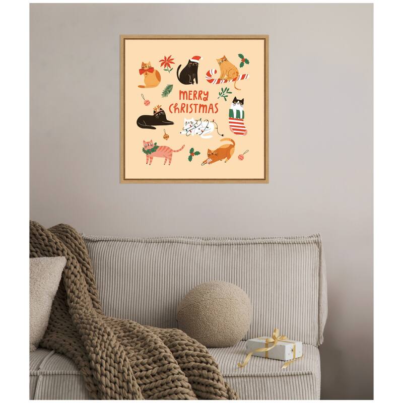 Kate and Laurel Sylvie Framed Canvas Christmas Cats by Tania Garcia