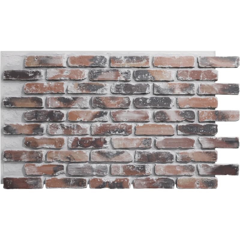 EverStone Aged Brick Faux Brick Panel, 46 7/8"W x 27"H x 1 1/4"D - Farmhouse Color