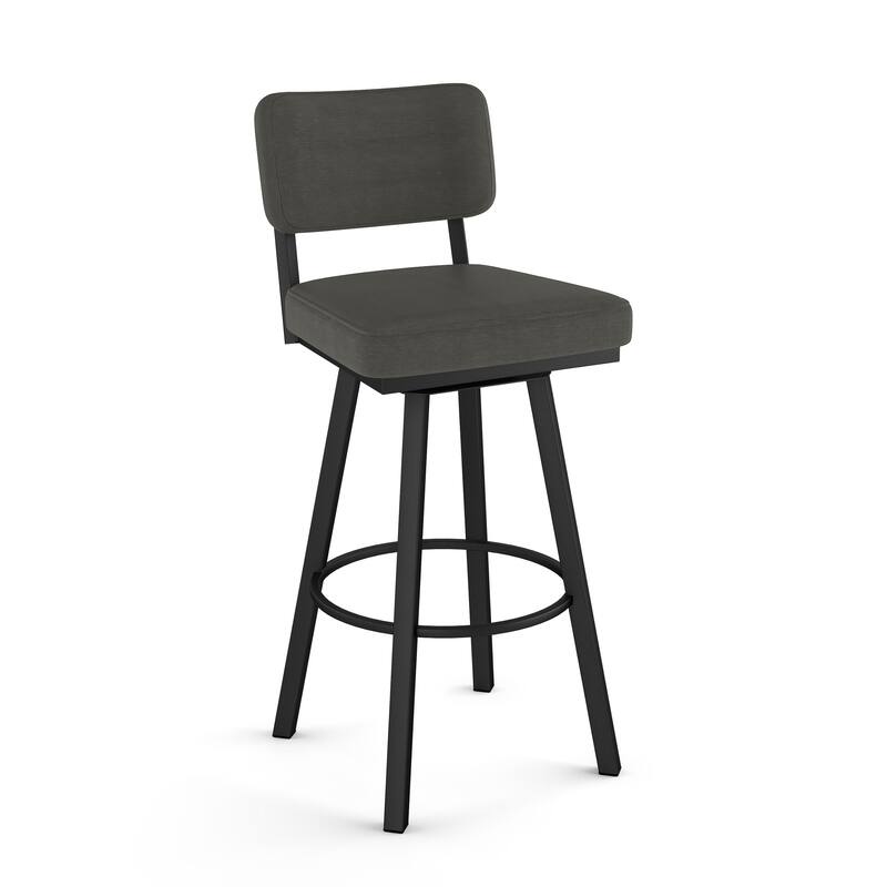 Amisco Alek Swivel Counter and Bar Stool - Dark Grey PVC / Black Metal - Bar Height