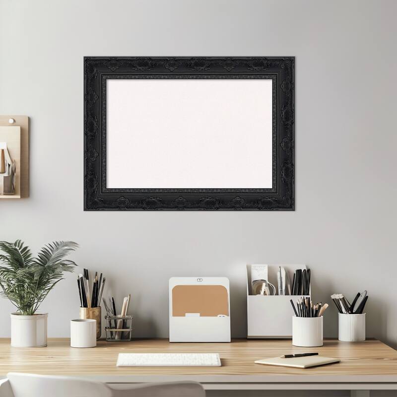 Filigree Gloss Black Framed Cork Board - Bulletin Board, Organization Board, Pin Board