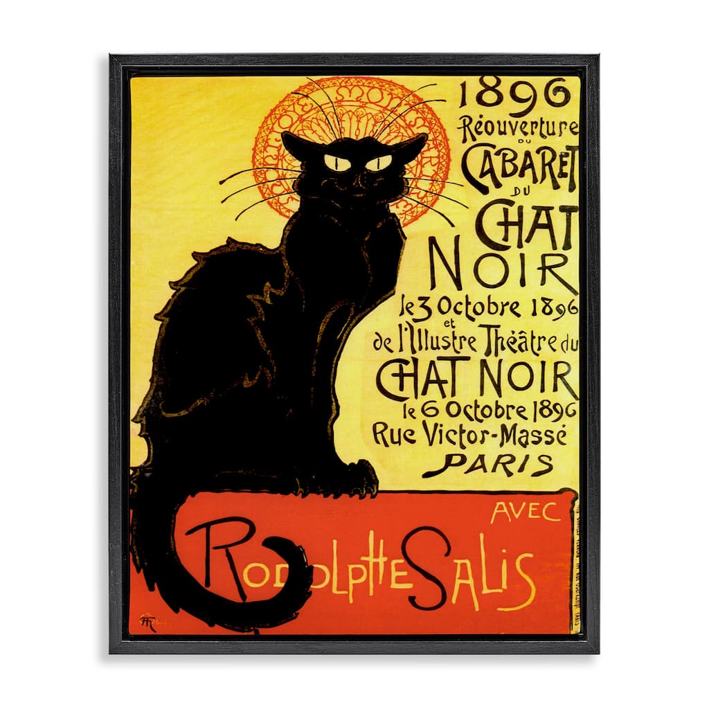Stupell Vintage Halloween Black Cat Framed Floater Canvas Wall Art Design By Marcus Jules
