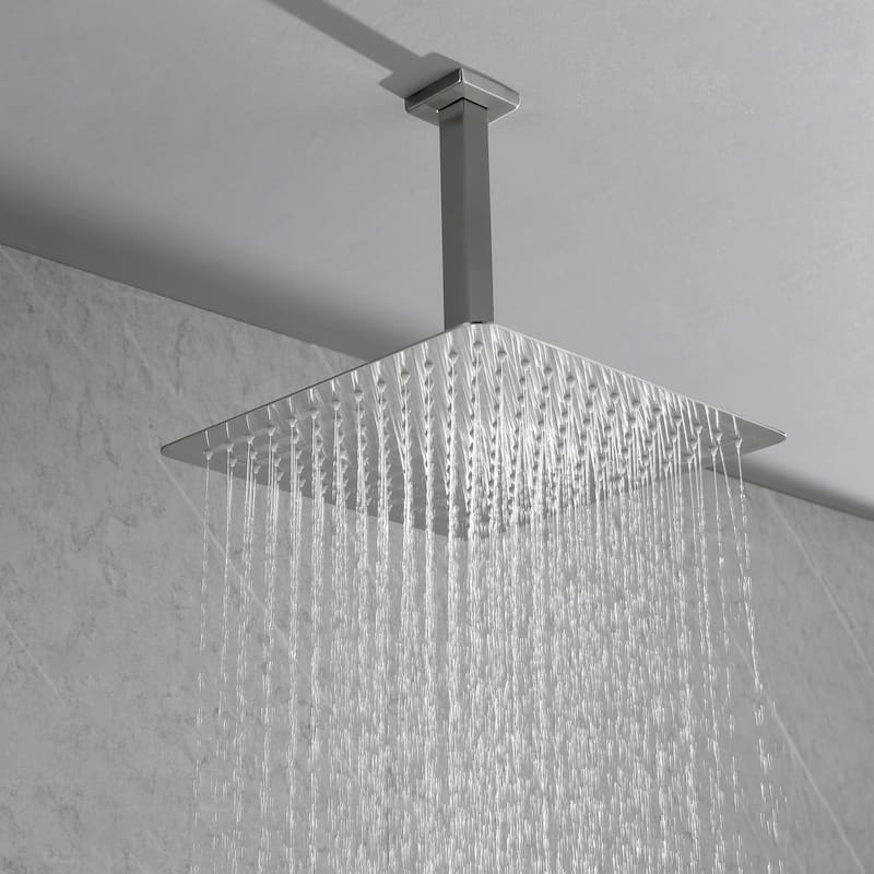 Bathroom Luxury High Pressure Waterfall Rain Shower Head - 10" - Brushed Nickel