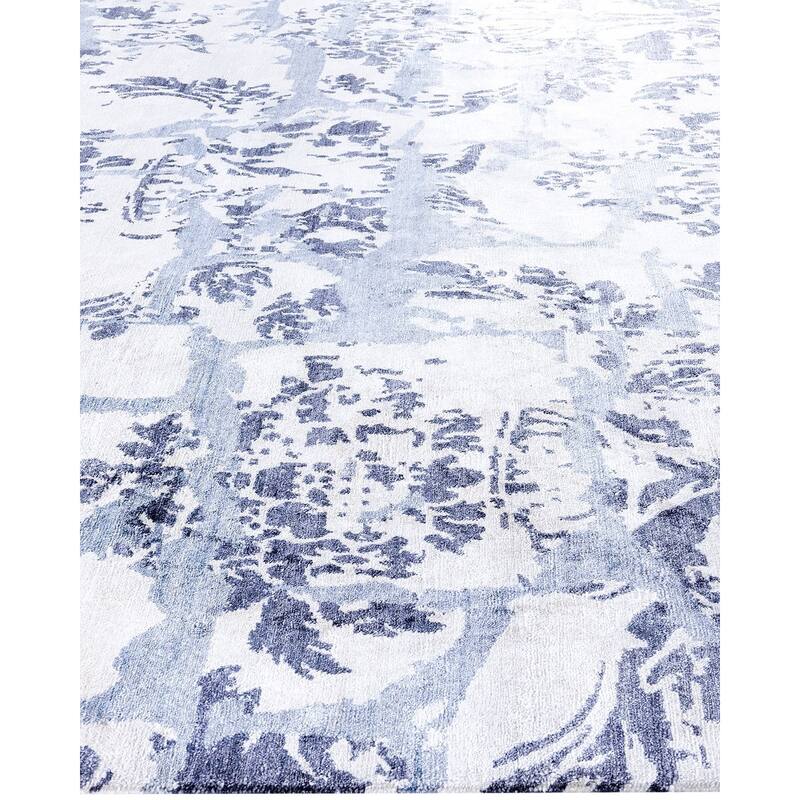 Modern One-of-a-Kind Hand-Knotted Area Rug, Ivory - 9' 2" x 12' 2"