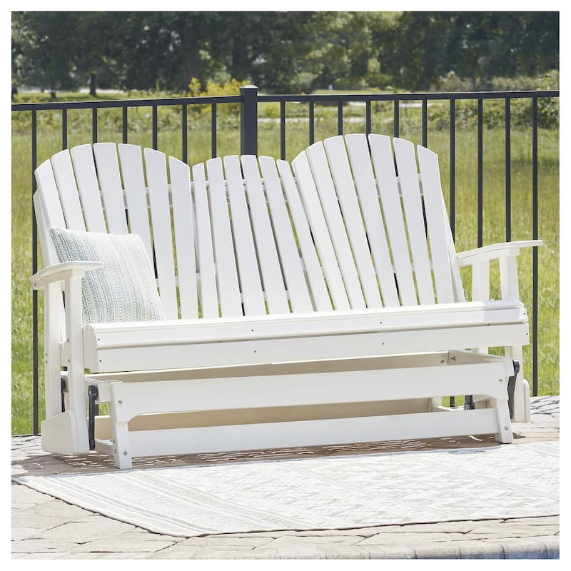 Signature Design by Ashley Hyland wave Outdoor Glider Loveseat - 67" W x 31.5" D x 41.75" H - White