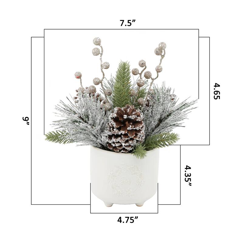 Xmas Mix in Joy Wreath Ceramic Footed Pot