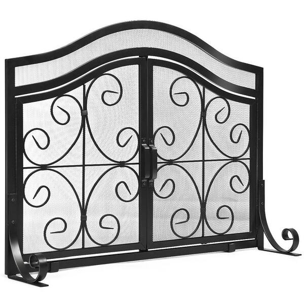Shop Gymax Fireplace Screen With Hinged Magnetic Two Doors Flat