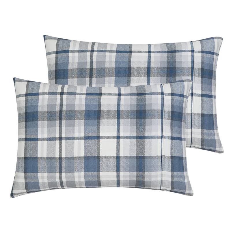 Highland 300 Thread Count Cotton Extra Deep Pocket Plaid 4-piece Bed Sheet Set