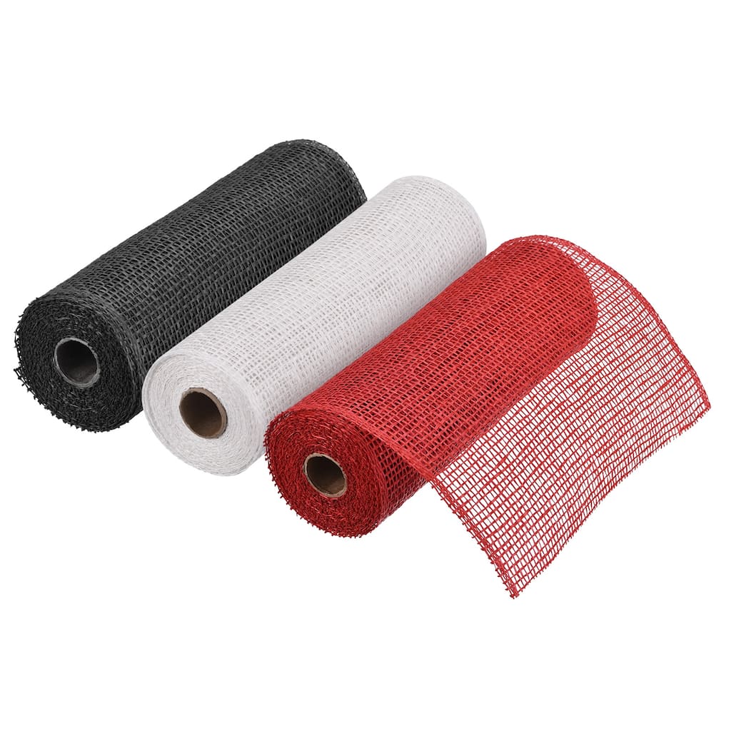 3pcs 10" Poly Burlap Mesh for Wreath, Mesh Fabric Ribbon 6.4 Yard