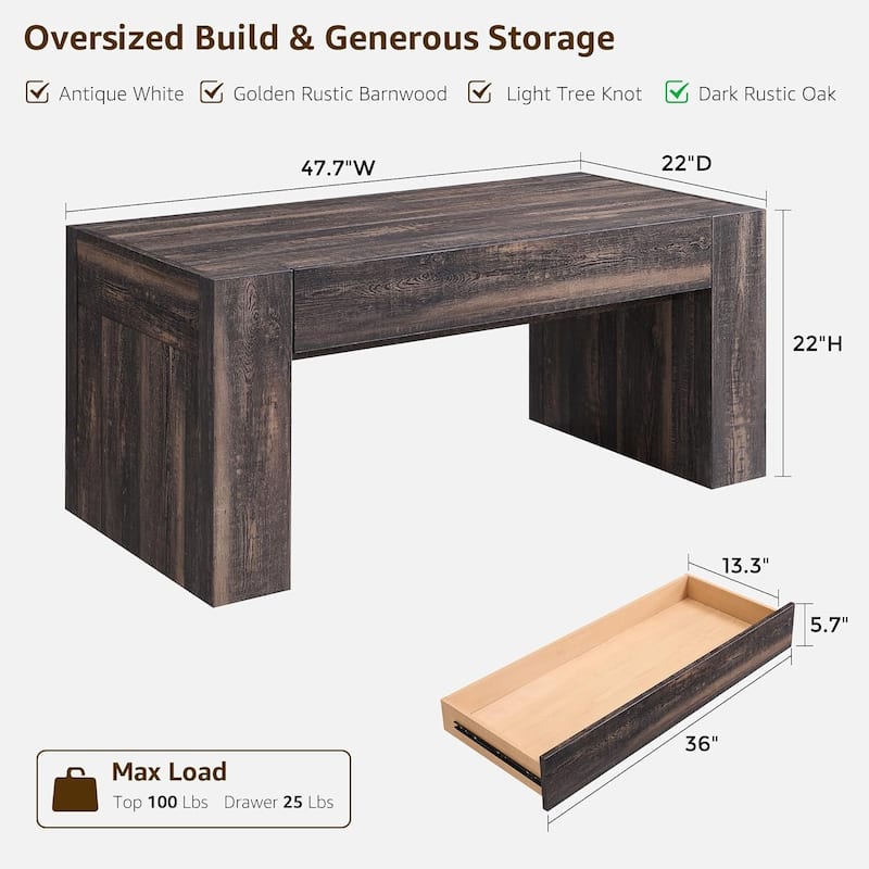 Modern Coffee Table, Wooden Living Room Table w/ Hidden Storage Drawer