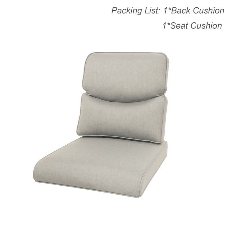 Outdoor Deep Seat Cushion Set For Garden Chair 25 x 22 Inch Cushions - Beige-1 Pair