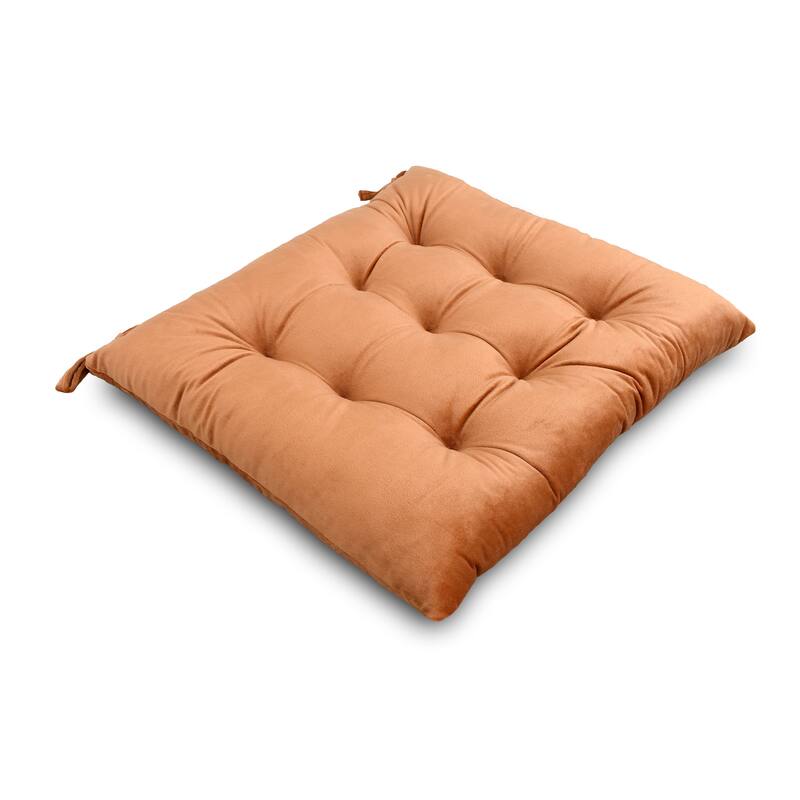 Handmade Velvet Chair Seat Pads Cushions with Ties - Tufted - 16''x16'' 3''Thick by Cozy Trends™