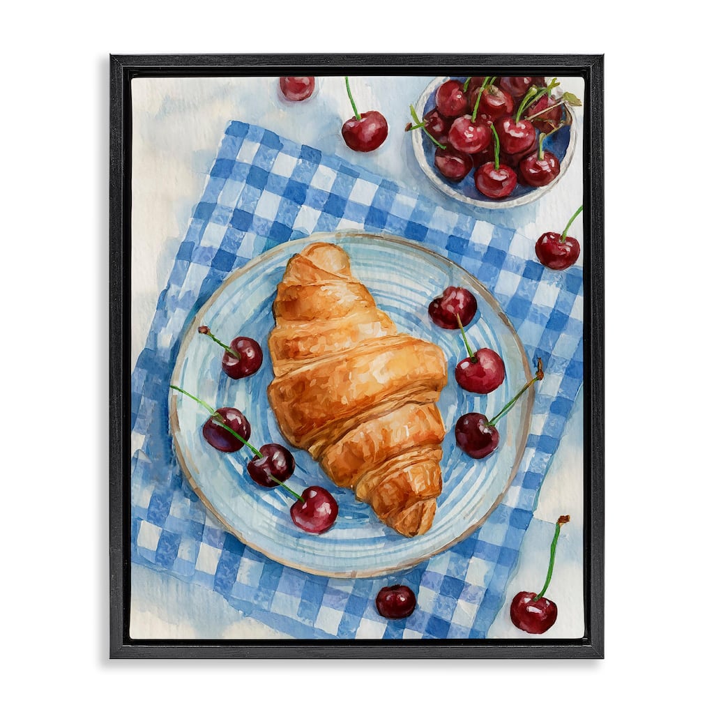 Stupell Cherries & Croissant Breakfast Framed Floater Canvas Wall Art Design By Lil' Rue