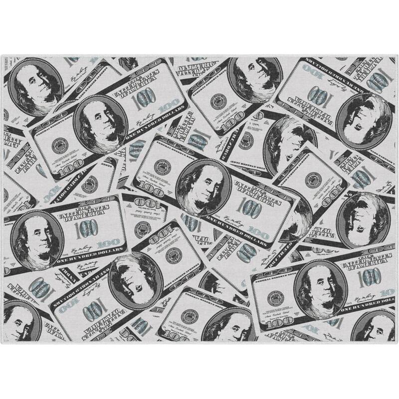 Well Woven Money Dollar Stacked Modern Machine Washable Area Rug