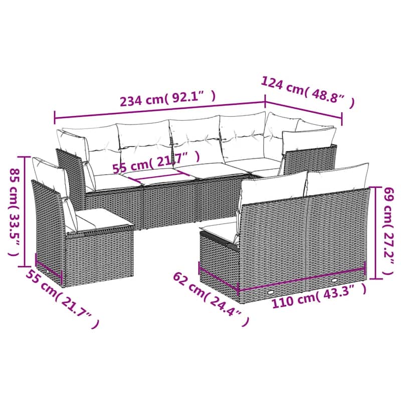 vidaXL Garden Sofa Set Black