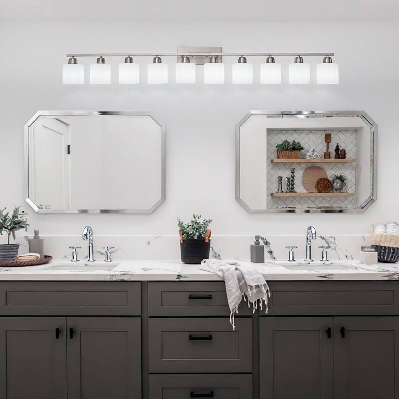 Modern Bathroom Vanity Light With Frosted Milk Glass Shades