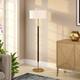 Silver Orchid Gotho Pedestal Contemporary Floor Lamp -  Matte Black and Brass