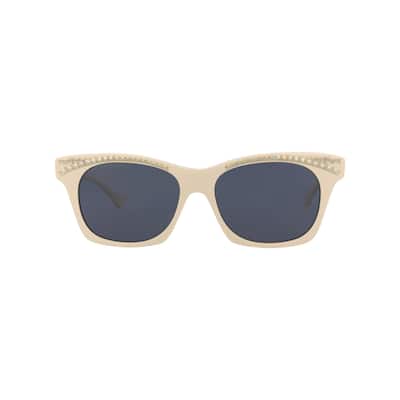 Gucci Cat Eye-Frame Recycled Acetate Sunglasses, Solid Grey Blue Lens, Shiny Solid Ivory Frame