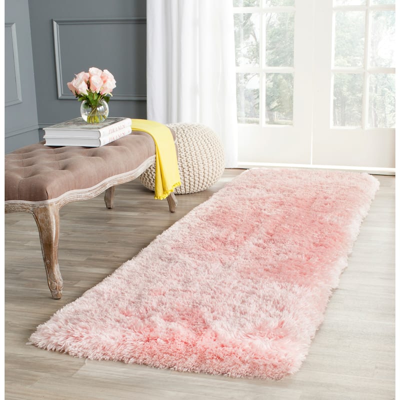 SAFAVIEH Handmade Vukosava Shag Guenevere 3-inch Extra Thick Rug - 2' 3" x 8' - Pink - Runner