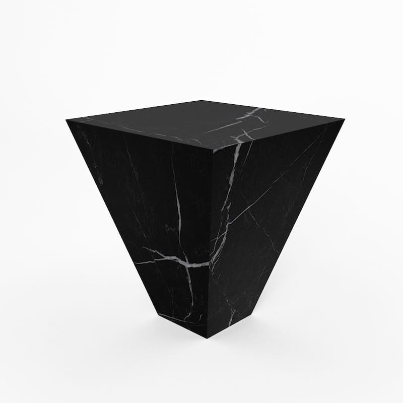 Modern Square Coffee Table, Trapezoid White Sintered Stone Coffee Table, Fully-assembled