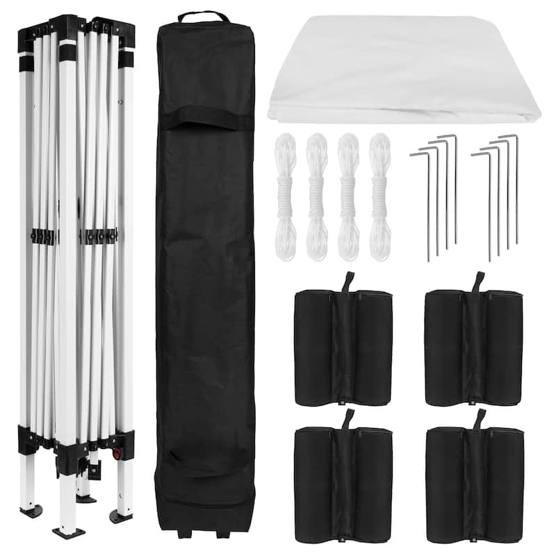 10'x10' Pop Up Straight Leg Canopy Tent With Sandbags and Wheeled Case - 10x10